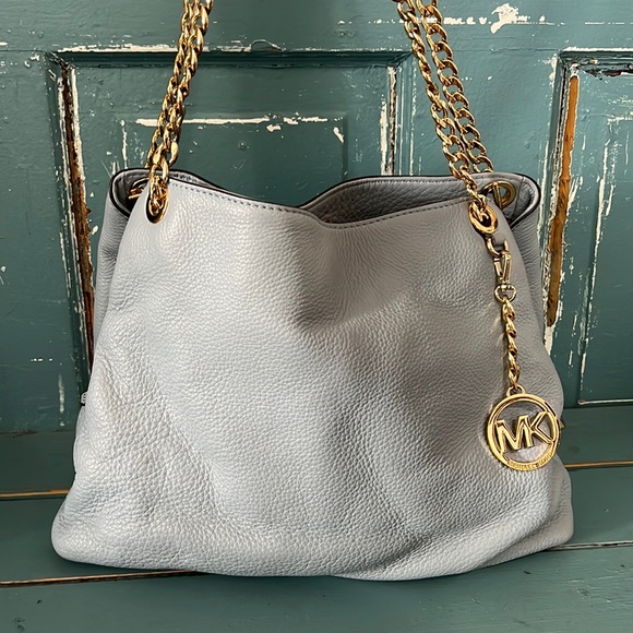 Michael Kors Handbags - Michael Kors Light Blue Leather Bag Gold Chain Hardware & Organization